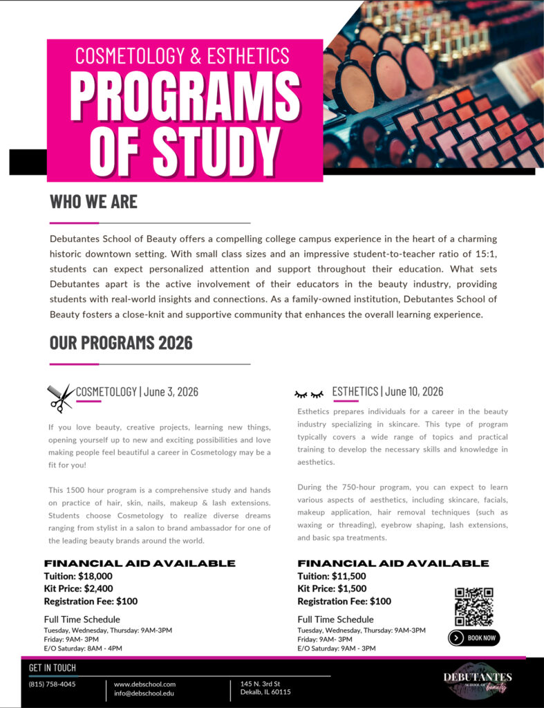 Download the full 2026 guide for Cosmetology (Starts June 3) and Esthetics (Starts June 10), including tuition breakdown, kit pricing, and class schedules